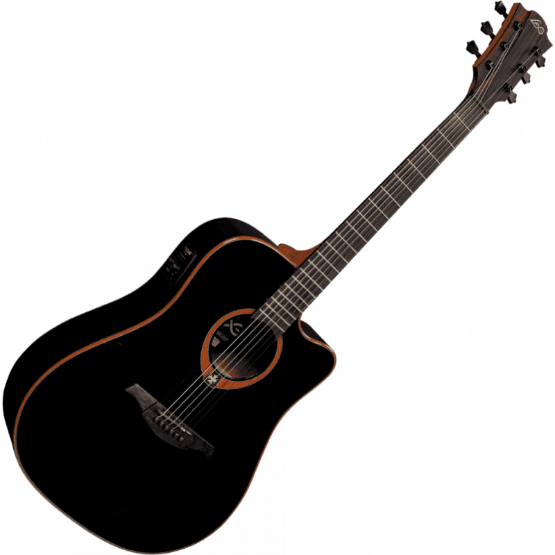 LÂG- T100DCE BLK Dreadnought Cutaway,...