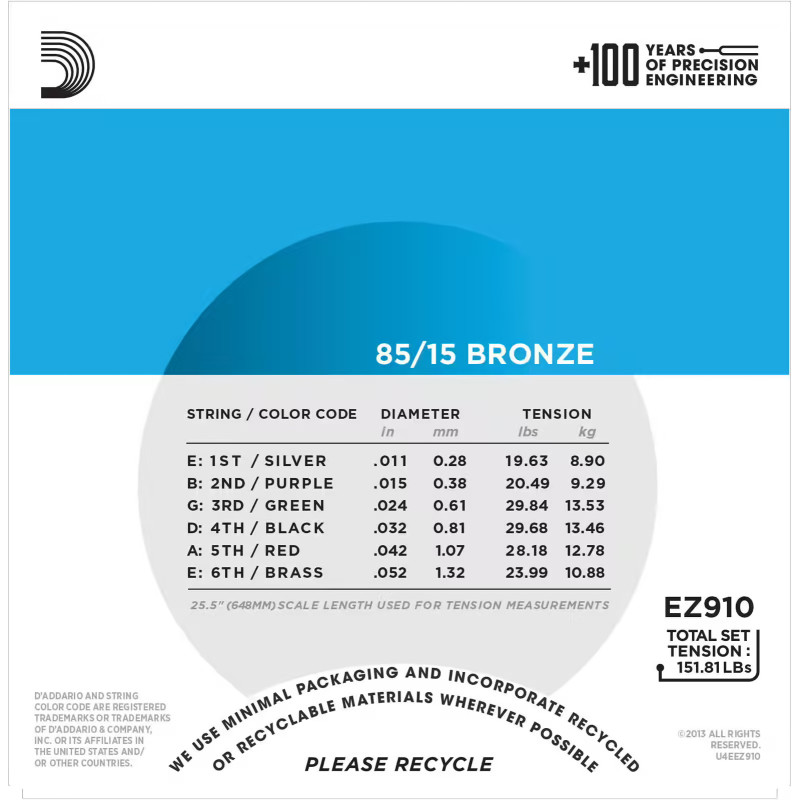 D'Addario And Co EZ910 85/15 Bronze...