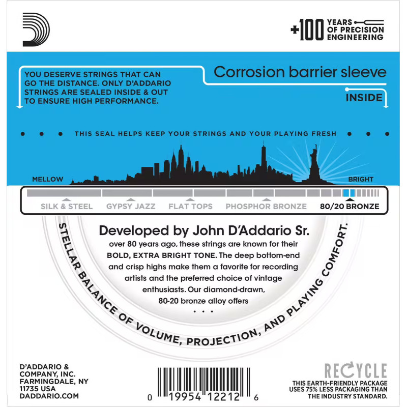D'Addario And Co EJ11 80/20 Bronze Light