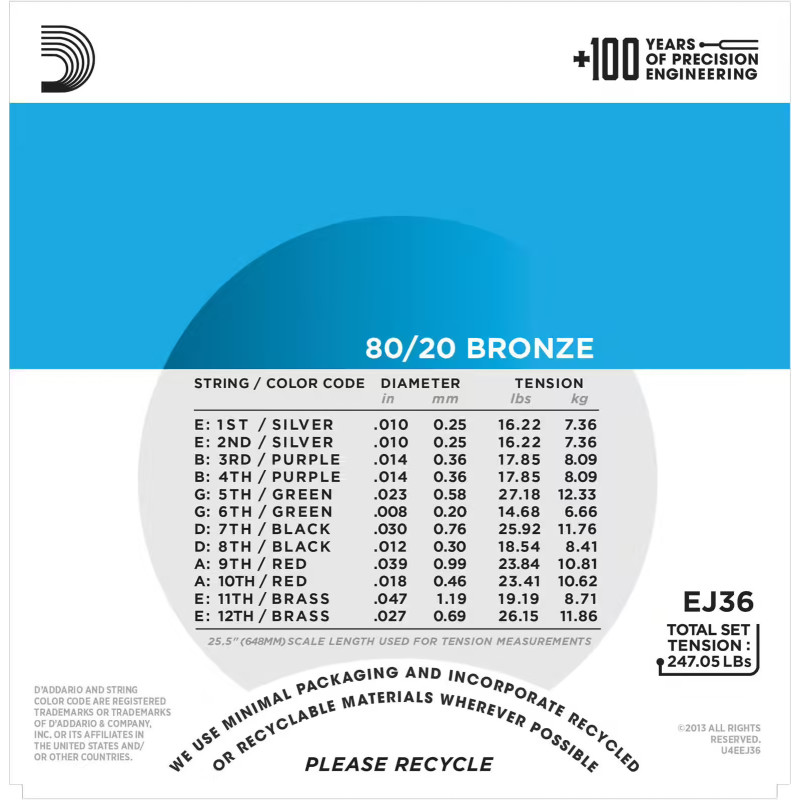D'Addario And Co EJ36 80/20 Bronze...